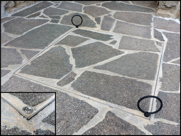 OLJNI JAŠEK - POKROV z dnom in jekleno armaturo 500 X 500 X 62mm INOX