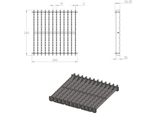 Inox talni sifon Z REŠETKO, dimenzij 250mm x 250mm x 176mm Ø50mm vertikalno POVOZEN PROTIZDRSEN s PRIROBNICO za HIDROIZOLACIJO