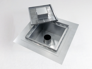 Inox talni sifon Z REŠETKO, dimenzij 300mm x 300mm x 176mm Ø50mm vertikalno POVOZEN PROTIZDRSEN s PRIROBNICO za HIDROIZOLACIJO