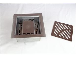 Talni sifon komplet s čelno ploščo debeline 5mm s PERFORIRANIM VZORCEM (AVTOPOVOZNO) 150x150x68mm INOX Ø30mm vertikalno